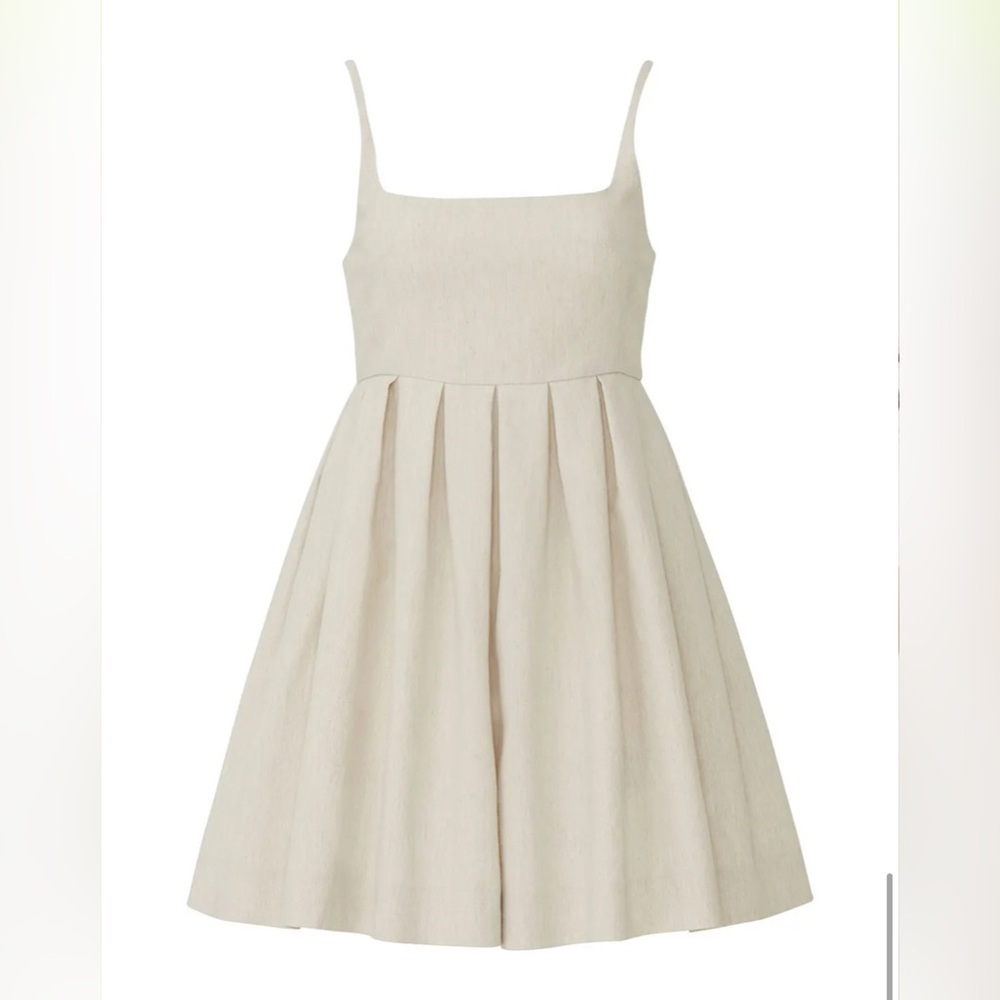 Rebecca Taylor Linen Square Neck Pleated Romper in Rye Size 2 - Picture 8 of 8